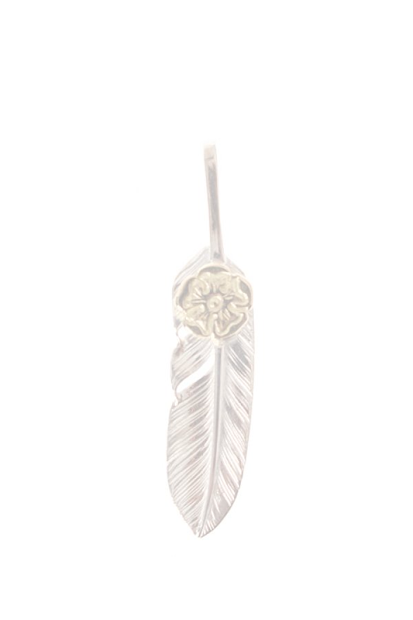 画像1:  {SOLD} Taro Washimi タロウ ワシミ 鷲見太郎 S K18 flower metal × S feather 02 {-AIA}  :WT-PENDANT-35-F  (1)