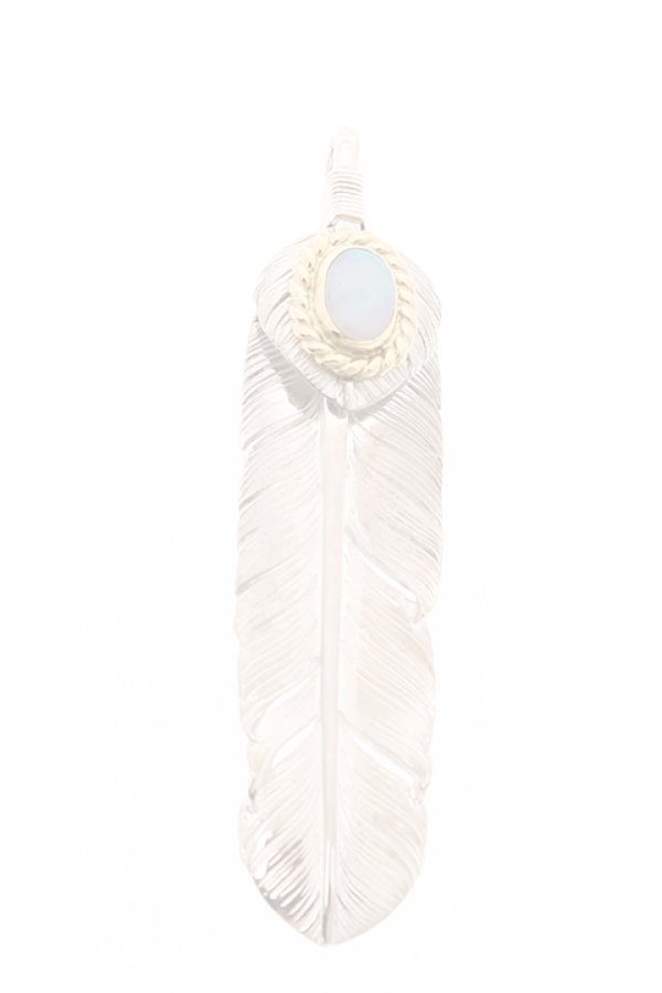 画像1:  {SOLD} Taro Washimi タロウ ワシミ 鷲見太郎 opal × K18 cup(5×7)× M heart feather 01 × M feather 01 {-AIA}  :WT-PENDANT-44-F  (1)