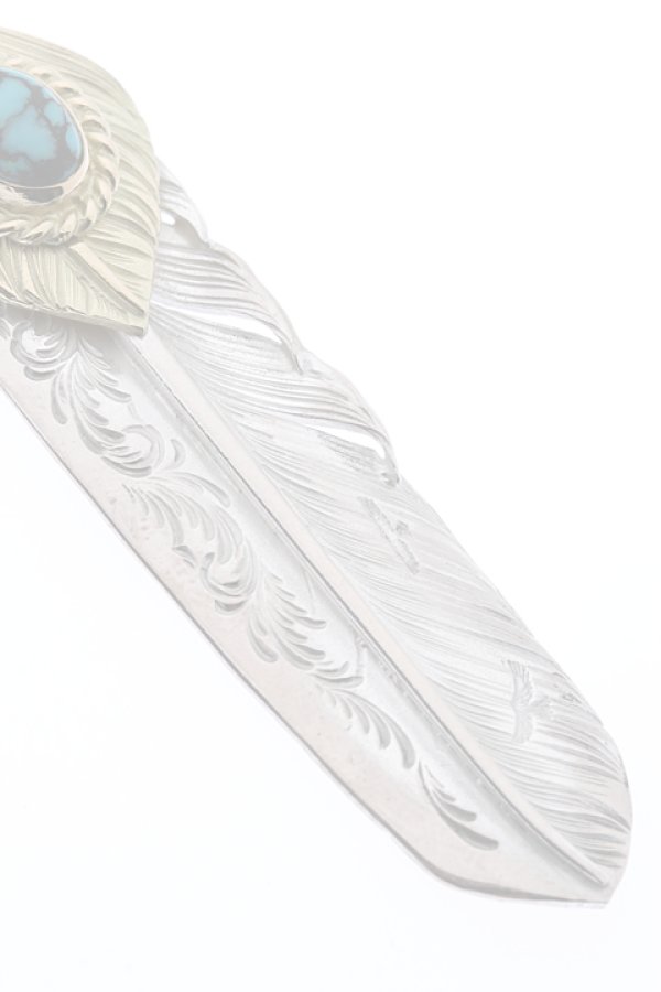 画像5:  {SOLD} Taro Washimi タロウ ワシミ 鷲見太郎 turquoise × K18 cup(6×8) L K18 flight heart feather 01 × L arabesque flight feather 01 {-BJS}  :WT-PENDANT-54-F  (5)