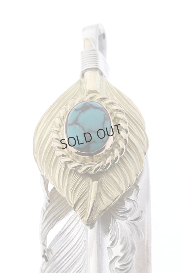 画像4: {SOLD}Taro Washimi タロウ ワシミ 鷲見太郎 turquoise × K18 cup(6×8) L K18 flight heart feather 02 × L arabesque flight feather 02{-BJS} (4)