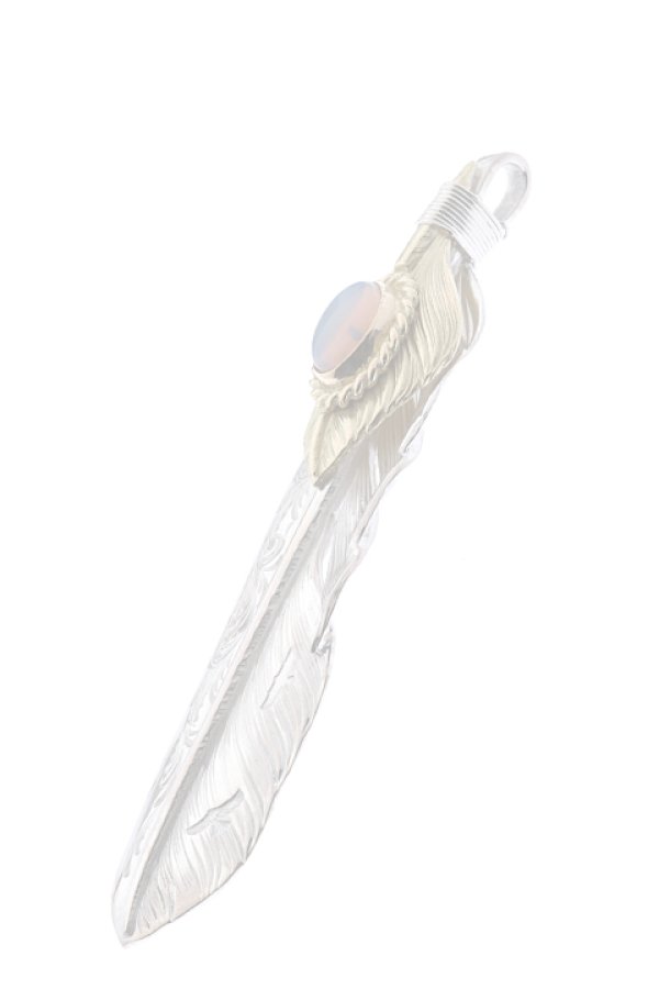 画像3:  {SOLD} Taro Washimi タロウ ワシミ 鷲見太郎 opal × K18 cup(6×8) L K18 flight heart feather 01 × L arabesque flight feather 01 {-BJS}  :WT-PENDANT-56-F  (3)