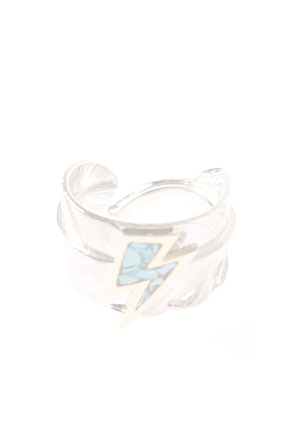 画像1:  {SOLD} Taro Washimi タロウ ワシミ 鷲見太郎 L feather ring 01 turquoise K18 big thunder  {-AIA}  :WT-RING-64  (1)