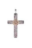 画像1: Taro Washimi タロウ ワシミ 鷲見太郎 mini arabesque cross pendant / S K18 flower metal{-BCS} (1)