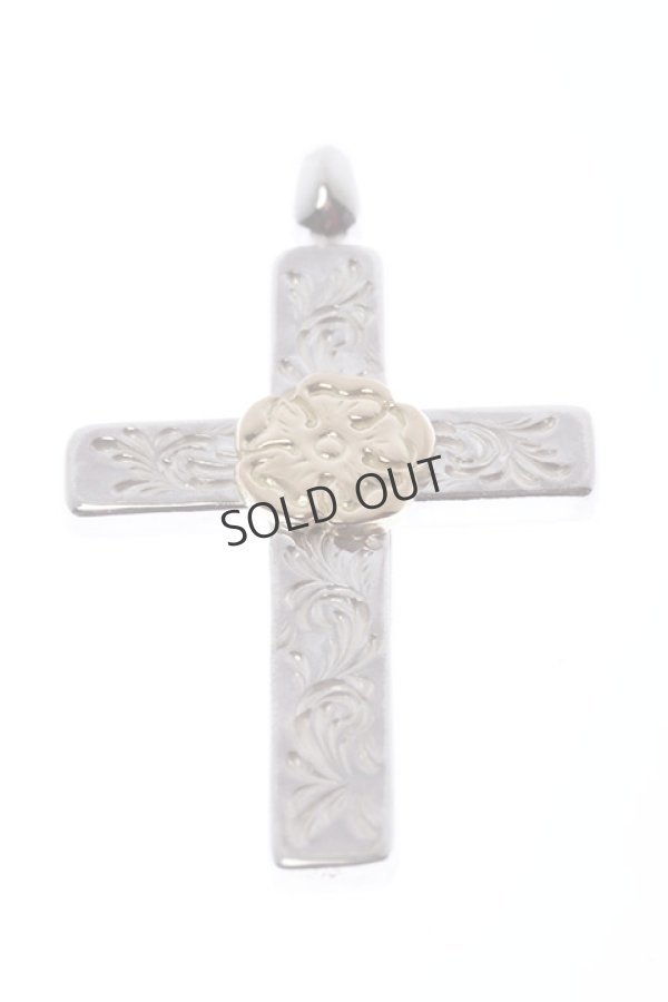 画像3: {SOLD}Taro Washimi タロウ ワシミ 鷲見太郎 mini arabesque cross pendant / S K18 flower metal{-BCS} (3)