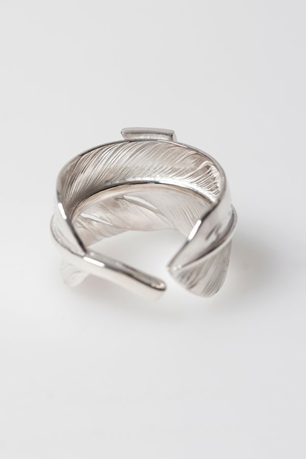 画像2: Taro Washimi タロウ ワシミ 鷲見太郎 L arabesque flight feather 01 ring{-BFS} (2)