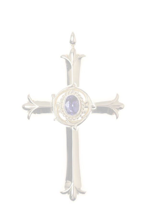 画像1:  {SOLD} Taro Washimi タロウ ワシミ 鷲見太郎 TANZANITE × K18 cup(6×8) × solid K18 medicine wheel K18 cross pendant {WT-PENDANT-1022B-AIA}  :WTPENDANT1022B-F  (1)