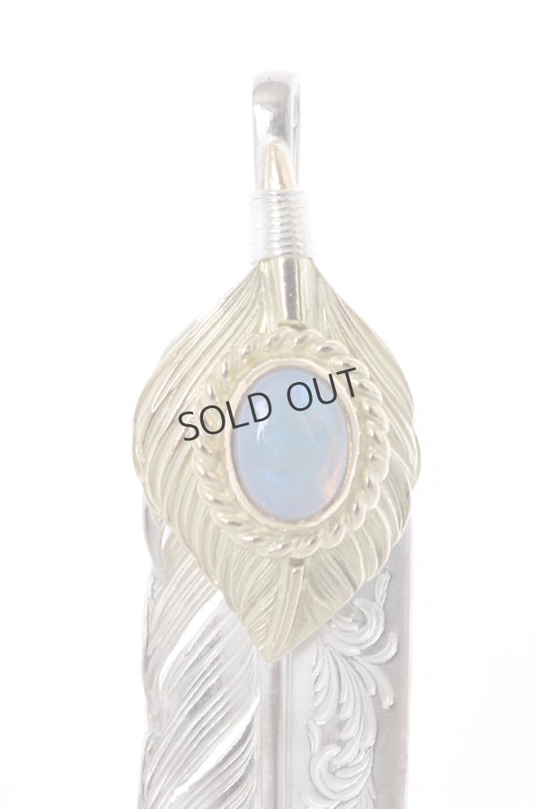 画像2: {SOLD}Taro Washimi × TRAVIS WALKER(タロウ ワシミ × トラヴィスワーカー) L feather × heart feather × opal × Small Valor Cross{-BJS} (2)