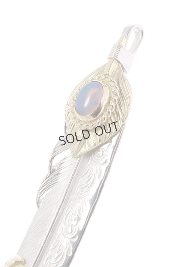 画像3: {SOLD}Taro Washimi × TRAVIS WALKER(タロウ ワシミ × トラヴィスワーカー) L feather × heart feather × opal × Small Malibu Cross{-BJS} (3)