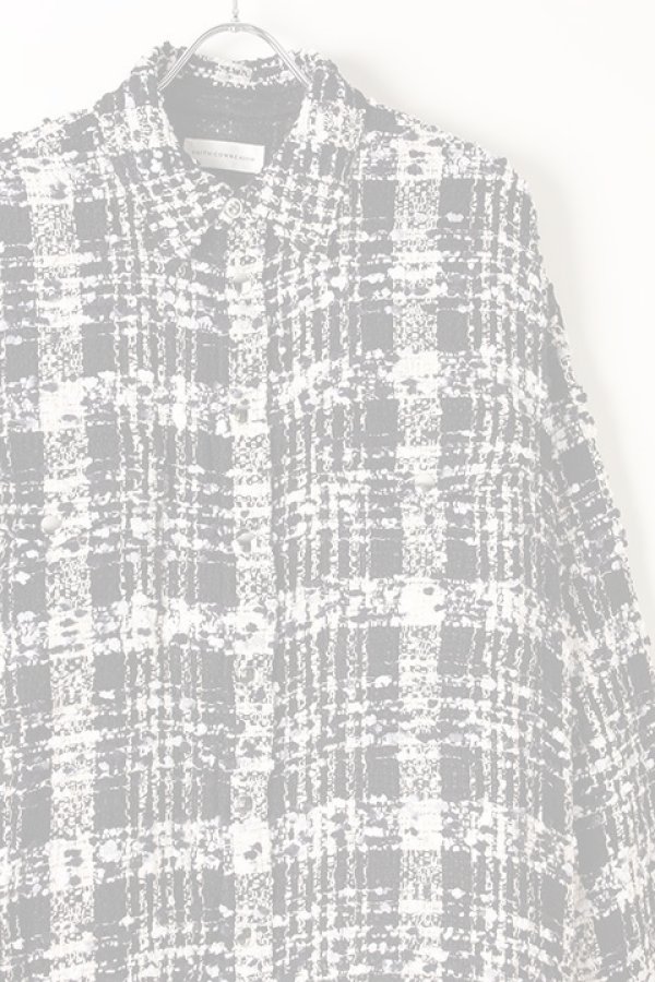 画像3:   FAITH CONNEXION フェイスコネクション LACED TWEED OVERSHIRT{X1803T00514-BLKWHT-AIA} (3)