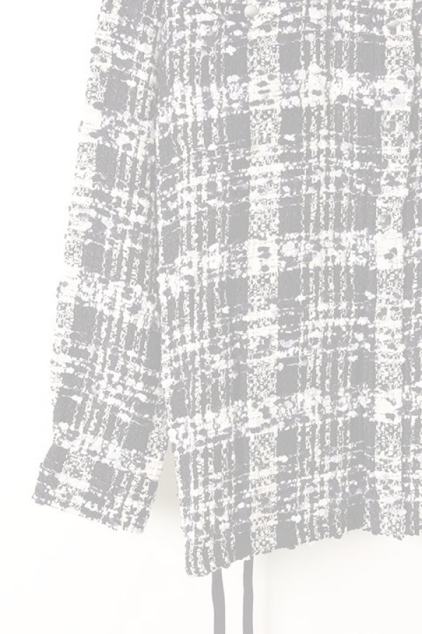 画像4:   FAITH CONNEXION フェイスコネクション LACED TWEED OVERSHIRT{X1803T00514-BLKWHT-AIA} (4)