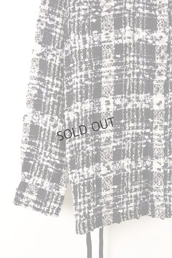 画像4: {SOLD}FAITH CONNEXION フェイスコネクション LACED TWEED OVERSHIRT{X1803T00514-BLKWHT-AIA} (4)