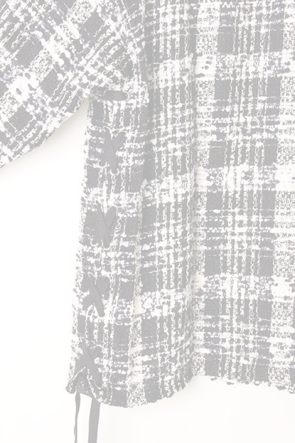 画像5:   FAITH CONNEXION フェイスコネクション LACED TWEED OVERSHIRT{X1803T00514-BLKWHT-AIA} (5)