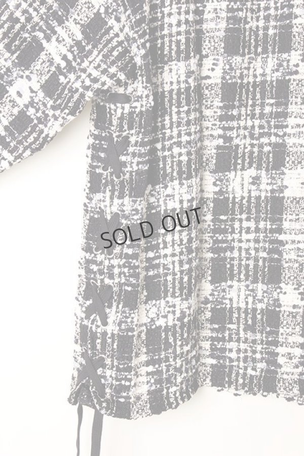 画像5: {SOLD}FAITH CONNEXION フェイスコネクション LACED TWEED OVERSHIRT{X1803T00514-BLKWHT-AIA} (5)