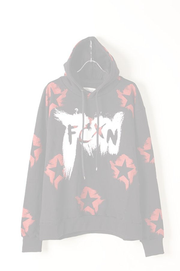 画像1:   FAITH CONNEXION フェイスコネクション BLACK COTTON PAINTED HOODIE{X3360JFCXN4-BLK-AIA} (1)