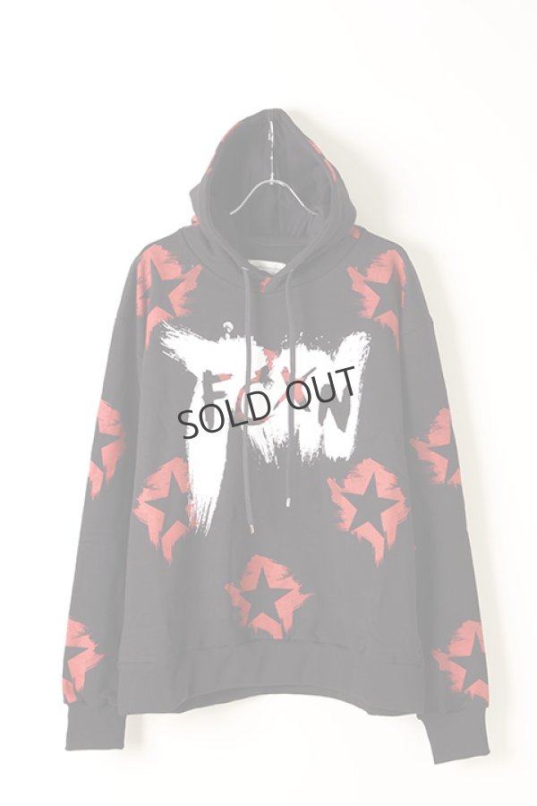 画像1: {SOLD}FAITH CONNEXION フェイスコネクション BLACK COTTON PAINTED HOODIE{X3360JFCXN4-BLK-AIA} (1)