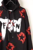 画像3: {SOLD}FAITH CONNEXION フェイスコネクション BLACK COTTON PAINTED HOODIE{X3360JFCXN4-BLK-AIA} (3)