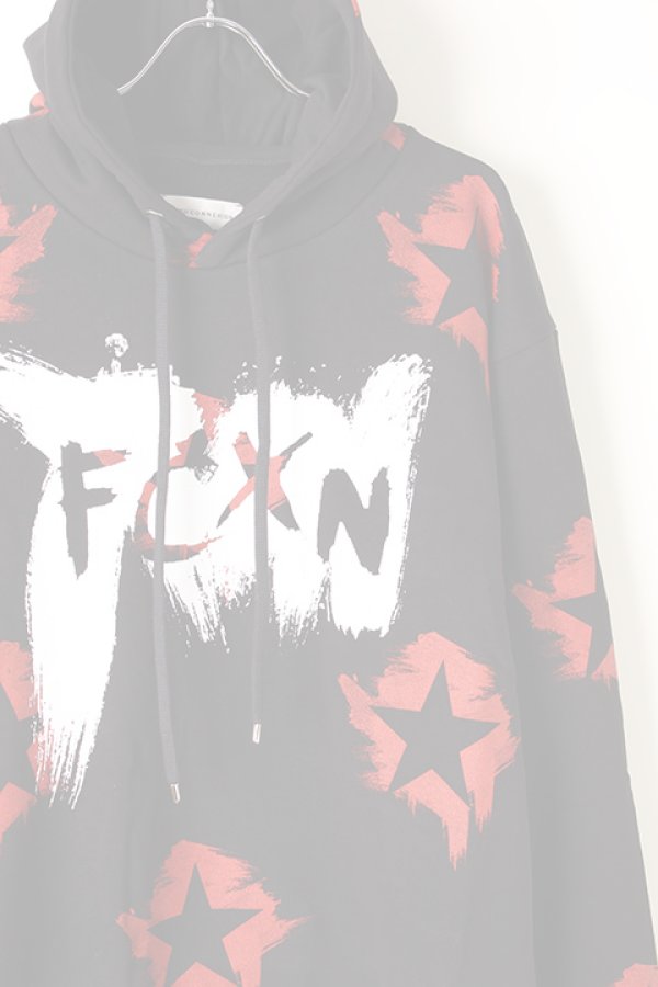 画像3:   FAITH CONNEXION フェイスコネクション BLACK COTTON PAINTED HOODIE{X3360JFCXN4-BLK-AIA} (3)