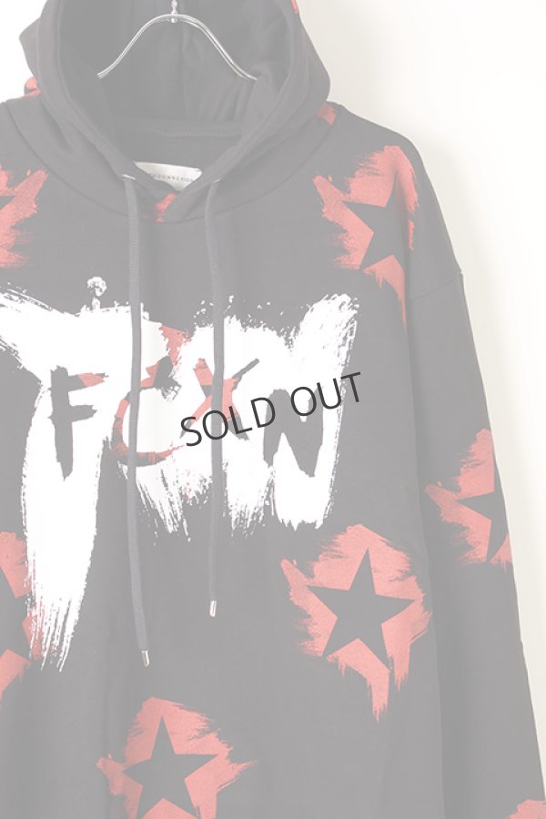 画像3: {SOLD}FAITH CONNEXION フェイスコネクション BLACK COTTON PAINTED HOODIE{X3360JFCXN4-BLK-AIA} (3)