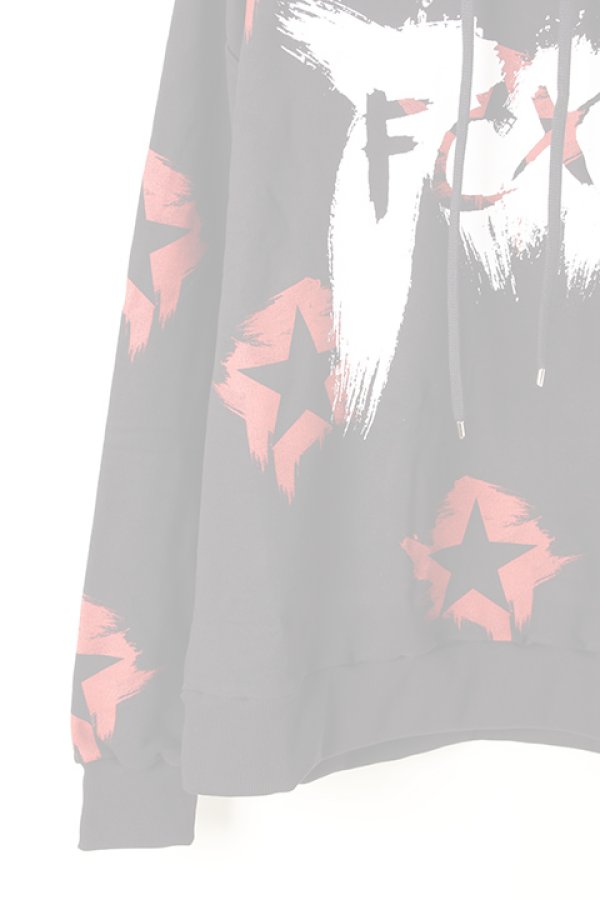 画像4:   FAITH CONNEXION フェイスコネクション BLACK COTTON PAINTED HOODIE{X3360JFCXN4-BLK-AIA} (4)