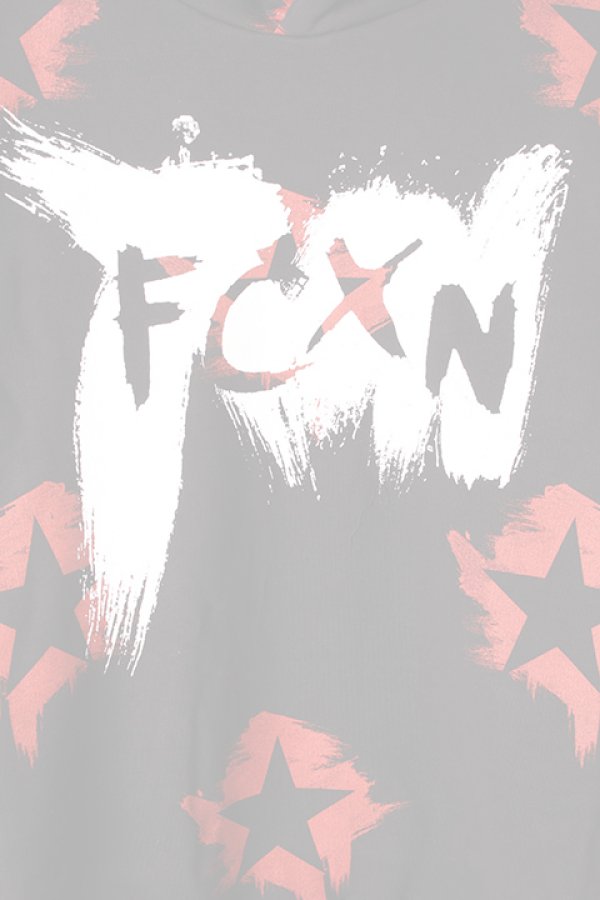 画像5:   FAITH CONNEXION フェイスコネクション BLACK COTTON PAINTED HOODIE{X3360JFCXN4-BLK-AIA} (5)