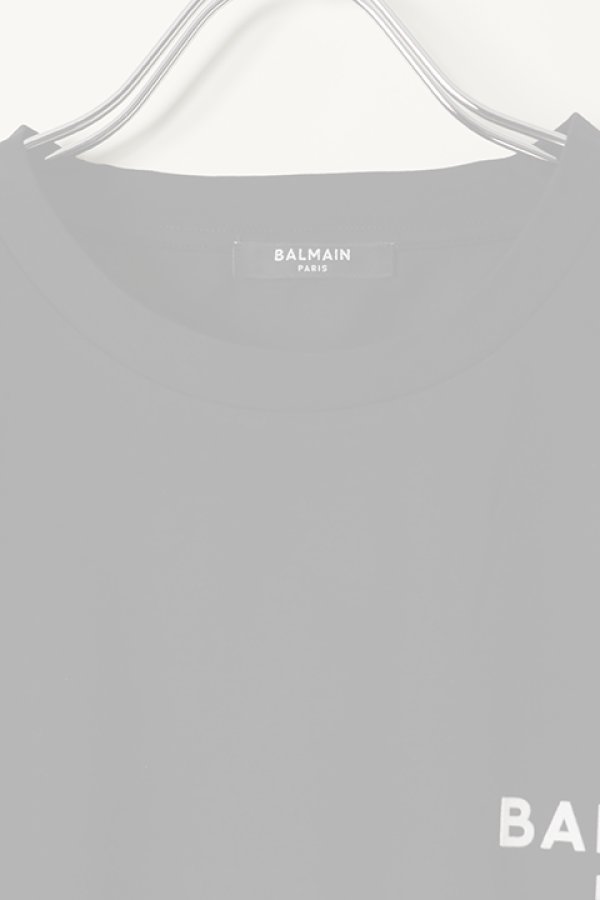 画像2:   BALMAIN バルマン BF2 CROPPED SS BALMAIN FLOCK DETAIL T-SHIRT{XF0EE005BB01-EAB-BBS} (2)