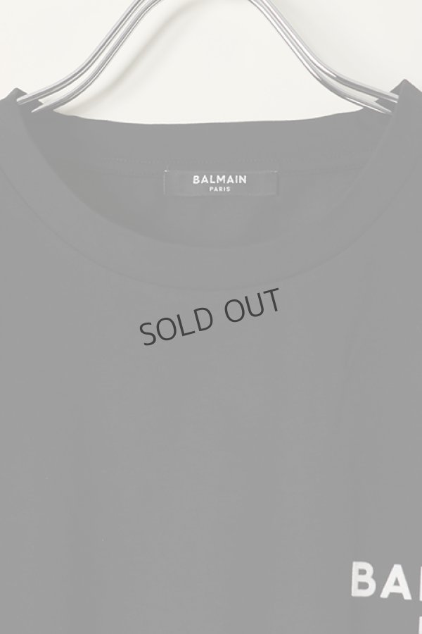 画像2: {SOLD}BALMAIN バルマン BF2 CROPPED SS BALMAIN FLOCK DETAIL T-SHIRT{XF0EE005BB01-EAB-BBS} (2)