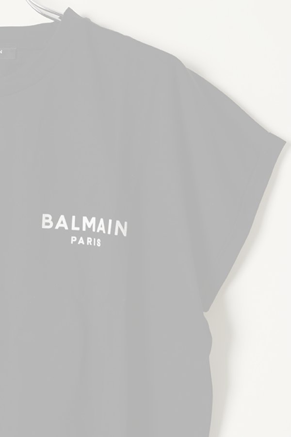 画像3:   BALMAIN バルマン BF2 CROPPED SS BALMAIN FLOCK DETAIL T-SHIRT{XF0EE005BB01-EAB-BBS} (3)