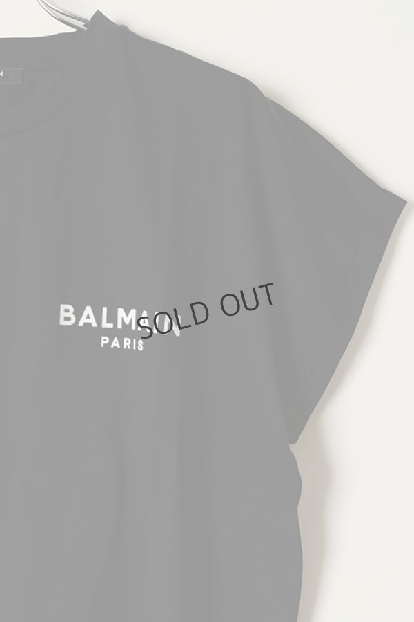 画像3: {SOLD}BALMAIN バルマン BF2 CROPPED SS BALMAIN FLOCK DETAIL T-SHIRT{XF0EE005BB01-EAB-BBS} (3)