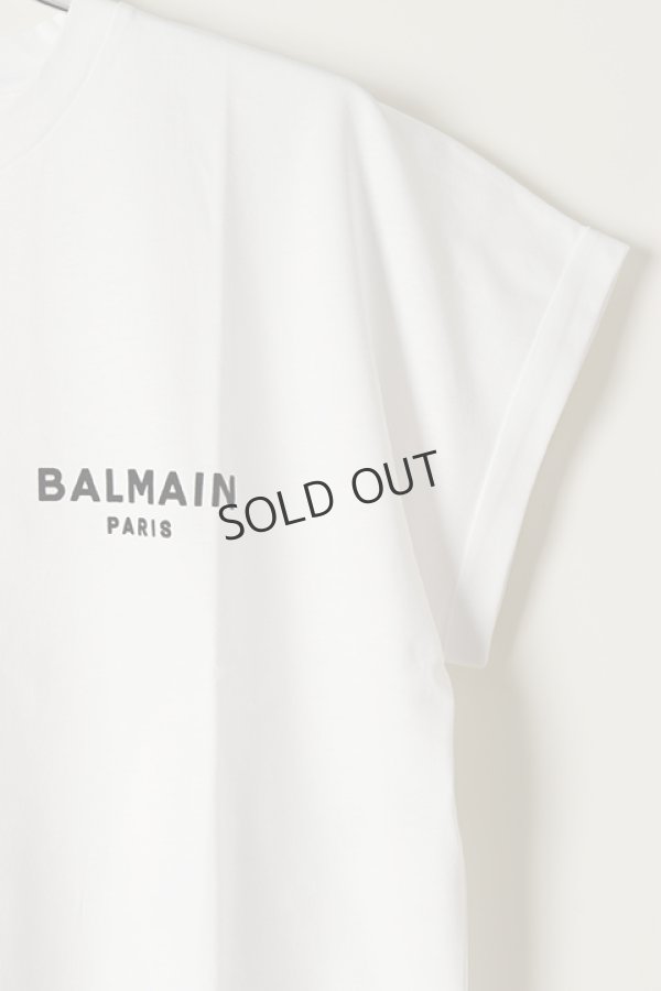 画像3: {SOLD}BALMAIN バルマン BF2 CROPPED SS BALMAIN FLOCK DETAIL T-SHIRT{XF0EE005BB01-GAB-BBS} (3)