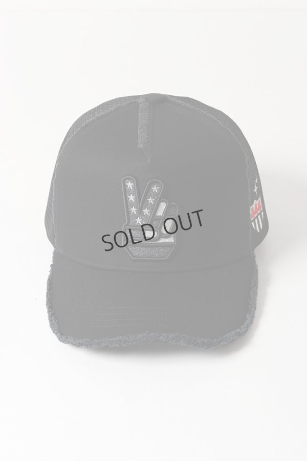 画像2: YOSHINORI KOTAKE DESIGN ヨシノリコタケ メッシュキャップ YK3DE-PEACE BLK BLK BLK/SIL{-BES} (2)