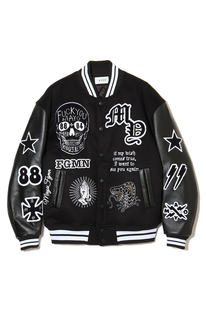 Off-White 刺繍スタジャン ブラック/レッド Off-White 刺繍スタジャン ブラック/レッド