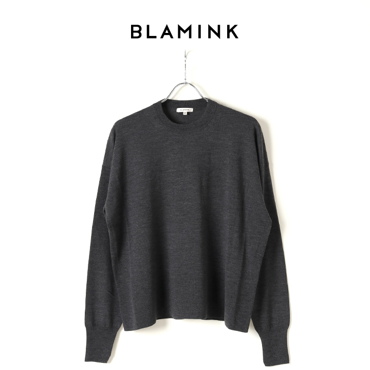 SOLD}BLAMINK ブラミンク カシミヤウール18Gドロップショルダークルー 