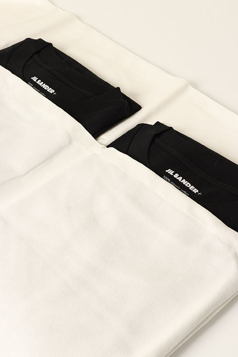 JIL SANDER+ ジルサンダープラス 23SS 裾ロゴパッチ半袖Tシャツ ブラック 3枚セット ブラック J47GC0001 J45048