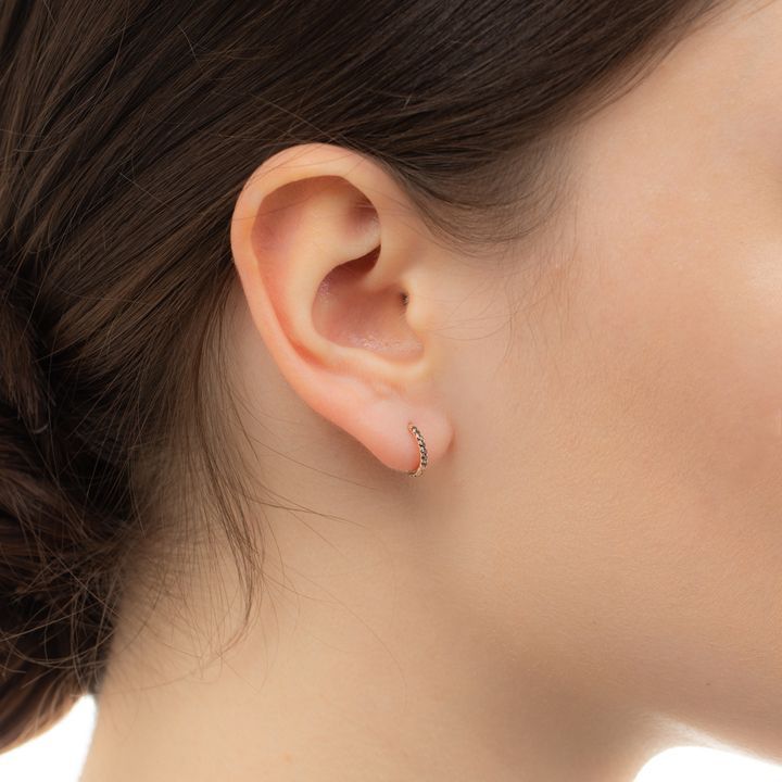 SOLD}Hirotaka ヒロタカ Diamond Hoop Pierce(RoseGold/Black
