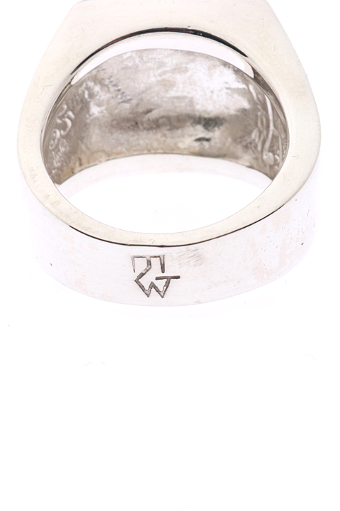 TRAVIS WALKER トラヴィスワーカー リング 鷲見太郎 ギャラ付 Canvas Ring 18K Outlow Cross×2 w/arabesque 金アウトロークロス アラベスク 印台 リング シルバー系【美品】